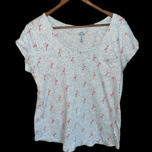 Gap Easy Comfort Tee in grey with pink flamingo print women’s size medium